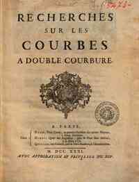 Recherches sur les courbes a double courbure / [Alexis Claude Clairaut!