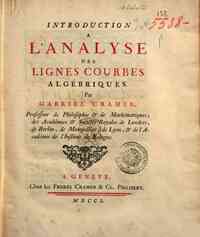 Introduction a l'analyse des lignes courbes algebriques par Gabriel Cramer..
