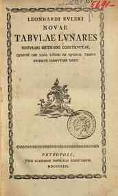 Leonhardi Euleri Nouae tabulae lunares singulari methodo constructae, quarum ope loca lunae ad quoduis tempus expedite computare licet