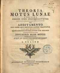 Theoria motus lunae exhibens omnes eius inaequalitates in additamento hoc idem argumentum aliter tractatur simulque ostenditur quemadmodum motus lunae cum omnibus inaequalitatibus innumeris aliis modis repraesentari atque ad calculum reuocari possit auct