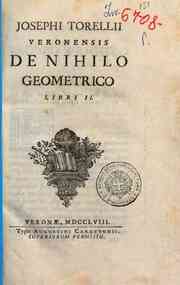 Josephi Torellii Veronensis De nihilo geometrico libri 2
