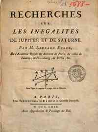 Recherches sur les inegalités de Jupiter et de Saturne par M. Leonard Euler