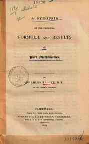 A synopsis of the principal formulae and results of pure mathematics by Charles Brooke