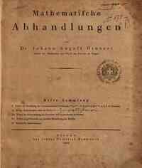 Mathematische Abhandlungen 1. Sammlung von Johann August Grunert