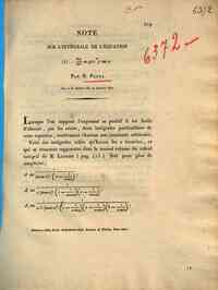 Note sur l'intégrale de l'equation ... Par M. Plana. Lue à la séance du 20 janvier 1822