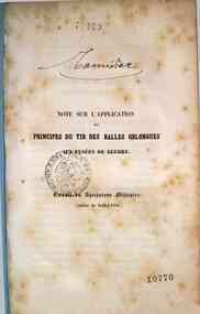 Note sur l'application des principes du tir des balles oblongues aux fusées de guerre /   Tamisier