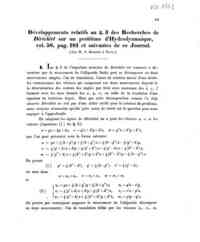 Développements relatifs au § 3 des Recherches de Dirichlet sur un problème   d'hydrodynamique, vol. 58, pag. 181 et suivantes de ce Journal. / F. Brioschi