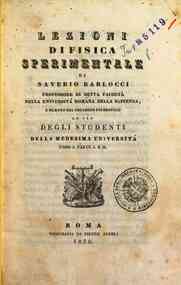 Lezioni di fisica sperimentale : ad uso degli stud... - 1.: Parte 1. e 2. / di Saverio Barlocci