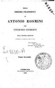 Degli errori filosofici di Antonio Rosmini - 2 / per Vincenzo Gioberti