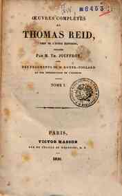 Œuvres  complètes de Thomas Reid  chef de l'éco... - 1