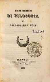 Primi elementi di filosofia - 1 / di Baldassarre Poli