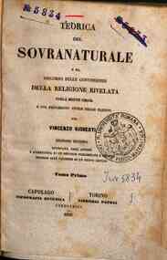 Teorica del sovranaturale o sia discorso sulle con... - 1 / per Vincenzo Gioberti