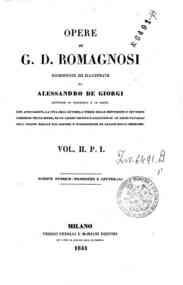 Opere di G. D. Romagnosi / riordinate ed illustrat... - 2: Scritti storico-filosofici e letterarj - 1 / G. D. Romagnosi