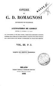 Opere di G. D. Romagnosi / riordinate ed illustrat... - 3: Scritti sul diritto filosofico - 1 / G. D. Romagnosi