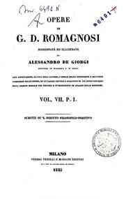 Opere di G. D. Romagnosi / riordinate ed illustrat... - 7: Scritti su 'l diritto filosofico-positivo - 1 / G. D. Romagnosi