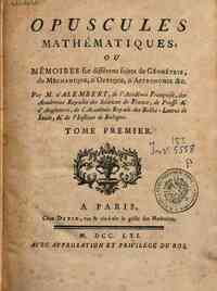 Opuscules mathématiques, ou Mémoires sur differe... - 1