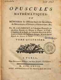 Opuscules mathématiques, ou Mémoires sur differe... - 4