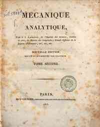 Mécanique analytique, par J.L. Lagrange, de l'Ins... - 2
