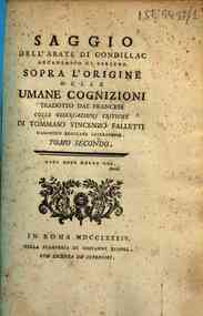 Saggio dell'abate di Condillac accademico di Berli... - 2