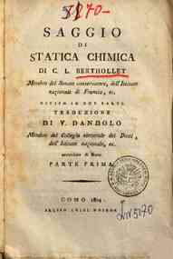 Saggio di statica chimica di C. L. Berthollet memb... - 1