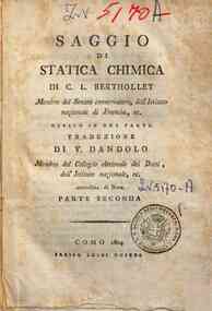 Saggio di statica chimica di C. L. Berthollet memb... - 2