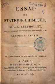 Essai de statique chimique, par C.L. Berthollet, m... - 2