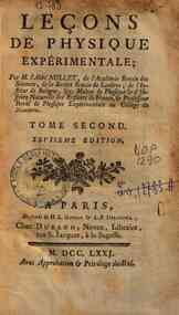 Leçons de physique experimentale; par m. l'Abbé ... - 2