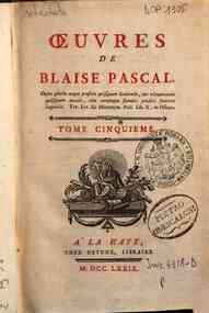Œuvres de Blaise Pascal. Tome premier (-cinquieme... - 5