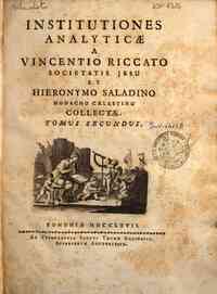 Institutiones analyticae a Vincentio Riccato Socie... - 2. 1