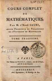 Cours complet de mathématiques, par m. l'abbé Sa... - 3