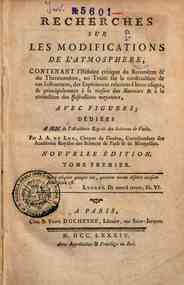Recherches sur les modifications de l'atmosphere, ... - [1.]