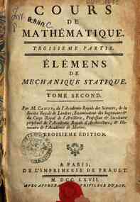 Cours de mathematique ... Par m. Camus, de l'Acade... - Cours de mathematique. Troisieme partie. Elemens d... - 2