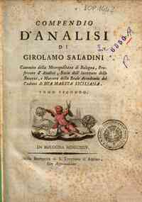 Compendio d'analisi di Girolamo Saladini canonico ... - 2 / Girolamo Saladini