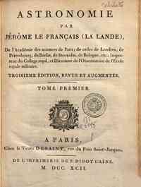 Astronomie par Jerôme Le Français (La Lande), de... - 1
