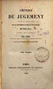 Critique du jugement suivie des observations sur l... - 1 / Immanuel Kant