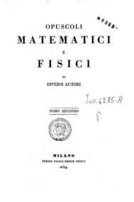 Opuscoli matematici e fisici - 2 