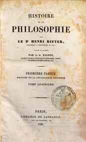 Histoire de la philosophie / par Henri Ritter, tra... - 1: Histoire de la philosophie ancienne - 4 / Henri Ritter