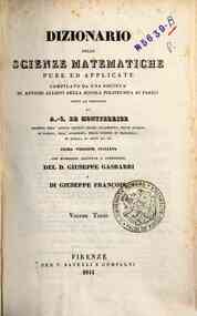 Dizionario delle scienze matematiche pure ed appli... - 3: CON-DIF