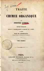 Traité de chimie organique / par m. Justus Liebig - Tome 1 / par Justus Liebig