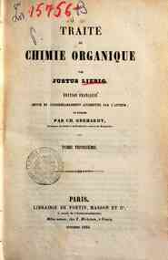 Traité de chimie organique / par m. Justus Liebig - Tome 3 / par Justus Liebig