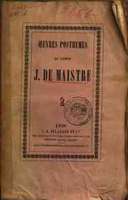 Oeuvres posthumes / de comte J.de Maistre - 2: Les Soirées de Saint-Pétersbourg. II / J. de Maistre