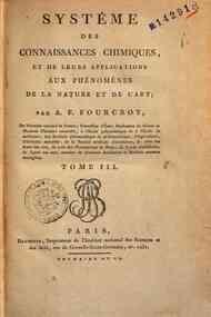 Systême des connaissances chimiques et de leurs a... - 3 / Antoine F. Fourcroy