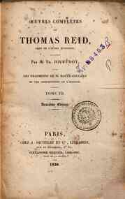 Œuvres completes de Thomas Reid, chef de l'École... - 3