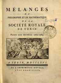 Mélanges de philosophie et de mathématique de la Société Royale de Turin[...] - 1762-1765 3(1762-1765) - anno patrimoniale 2013 