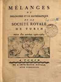 Mélanges de philosophie et de mathématique de la Société Royale de Turin[...] - 1766-1769 4(1766-1769) - anno patrimoniale 2013 