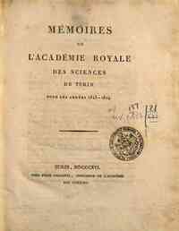 Memoires de l'Academie royale des sciences de Turin[...] - 1813-1814 22(1813-1814) - anno patrimoniale 2013 