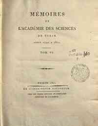 Memoires de l'Academie des sciences de Turin[...] - 1792/1800 6(1792/1800) - anno patrimoniale 2013 