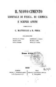 Il nuovo cimento : giornale di fisica, di chimica, e delle loro applicazioni alla medicina, alla[...] - 1858 1858 - anno patrimoniale 2013 
