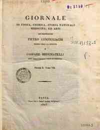 Giornale di fisica, chimica, storia naturale, medicina ed arti / L. V. Brugnatelli, Gaspare Brugnate[...] - 1825 18(1825) - anno patrimoniale 2013 