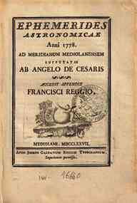 Ephemerides astronomicae. Anni...ad meridianum mediolanensem[...] - 1778 1778 